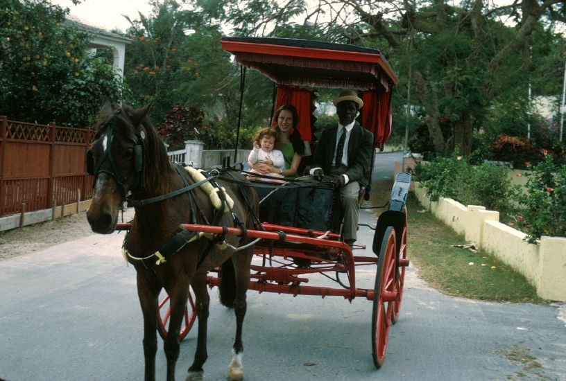  on horse-drawn carriage  in  Nassau, Bahamas